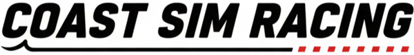 Coast Sim Racing logo with a black and white color scheme